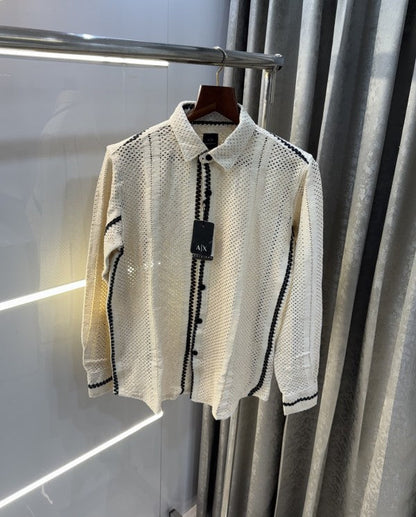 Arman i Exchang e 5 Stripes Crochet Shirt with box packing And Carry Bag
