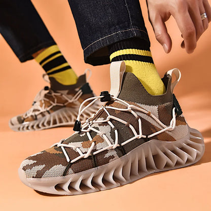 CUBICS Luxury Vortex Pivoted Dynamics Sneakers - Beige