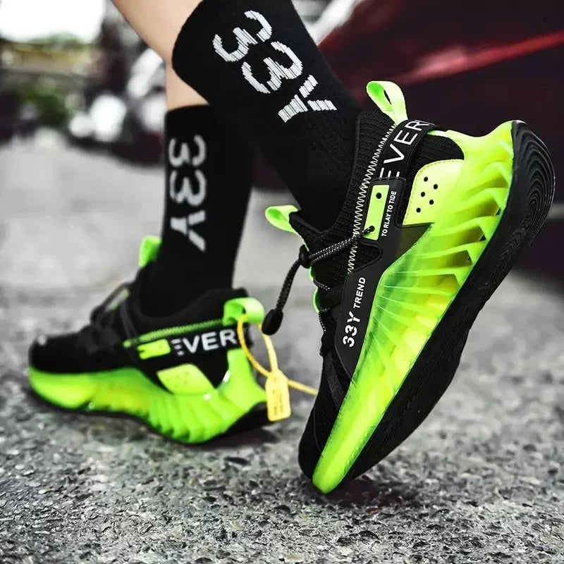 CUBICS Luxury Vortex Pivoted Dynamics Sneakers - Black Neon